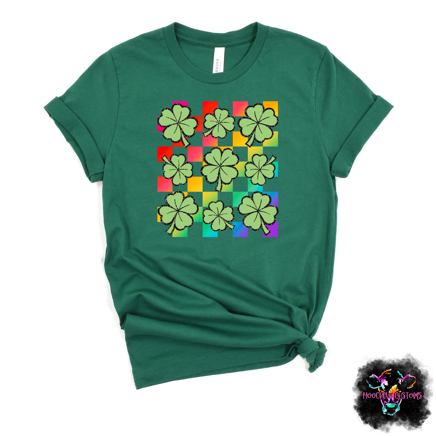 Rainbow Checkered Shamrock Grid Tshirt