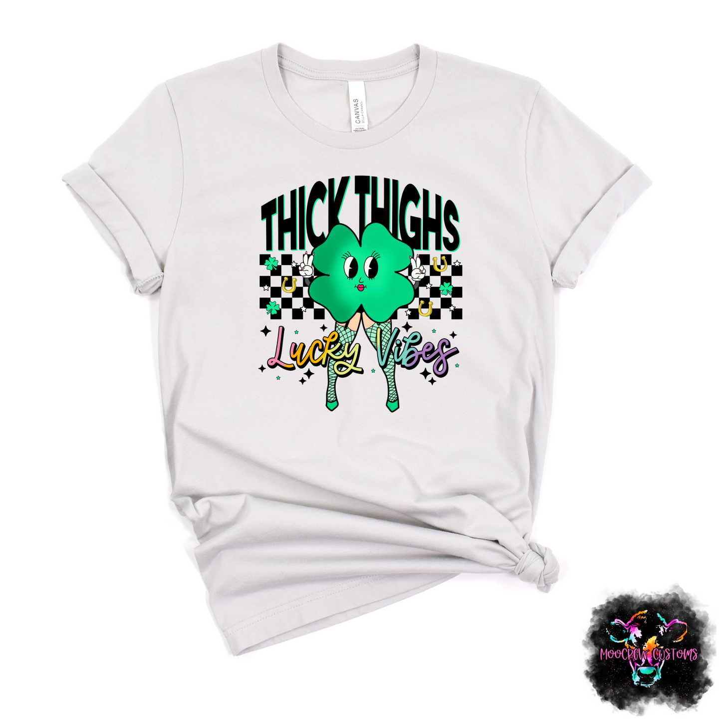 Thick Thighs Lucky Vibes Retro Tshirt