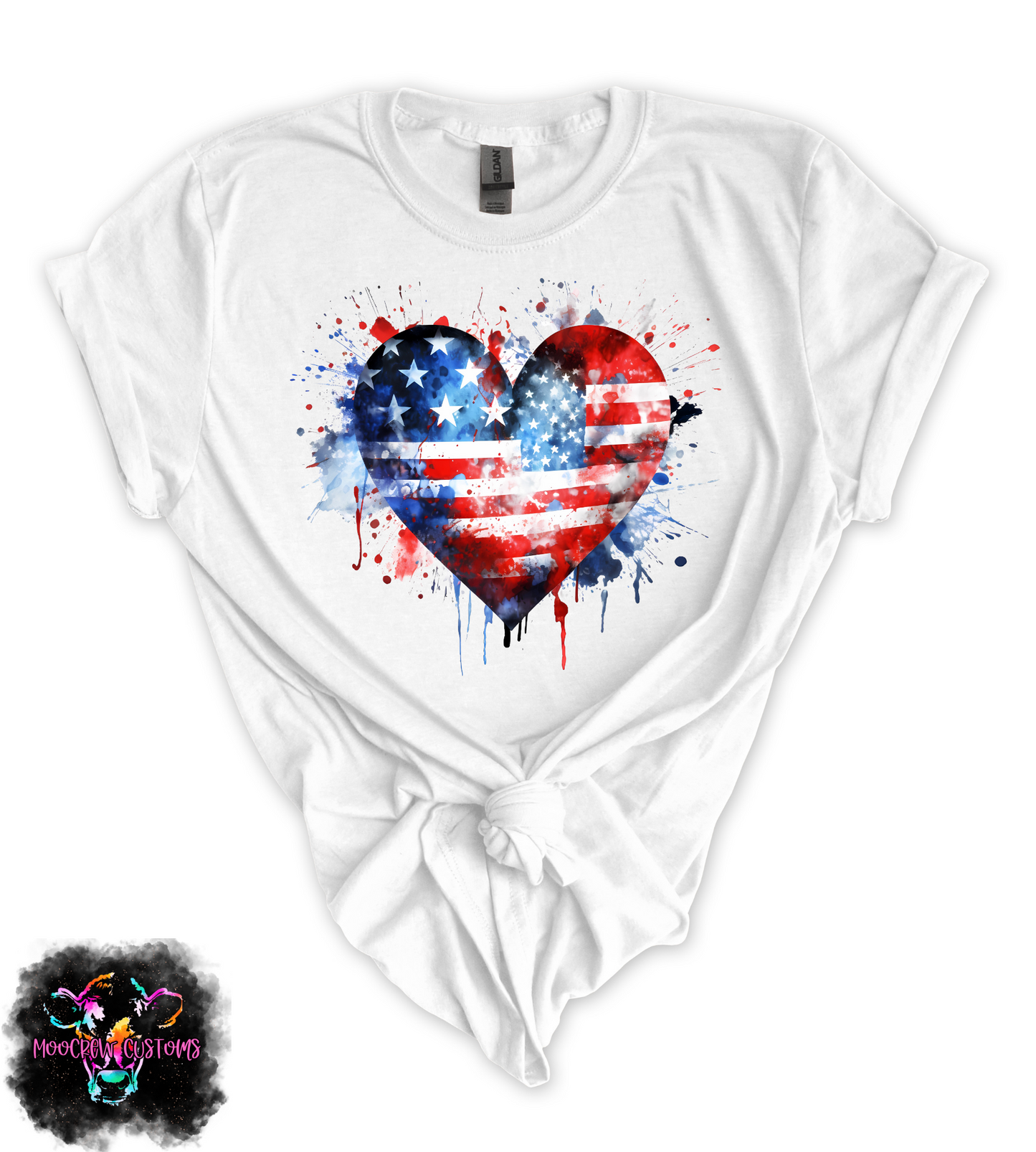 Red White and Blue Watercolor Heart Tshirt