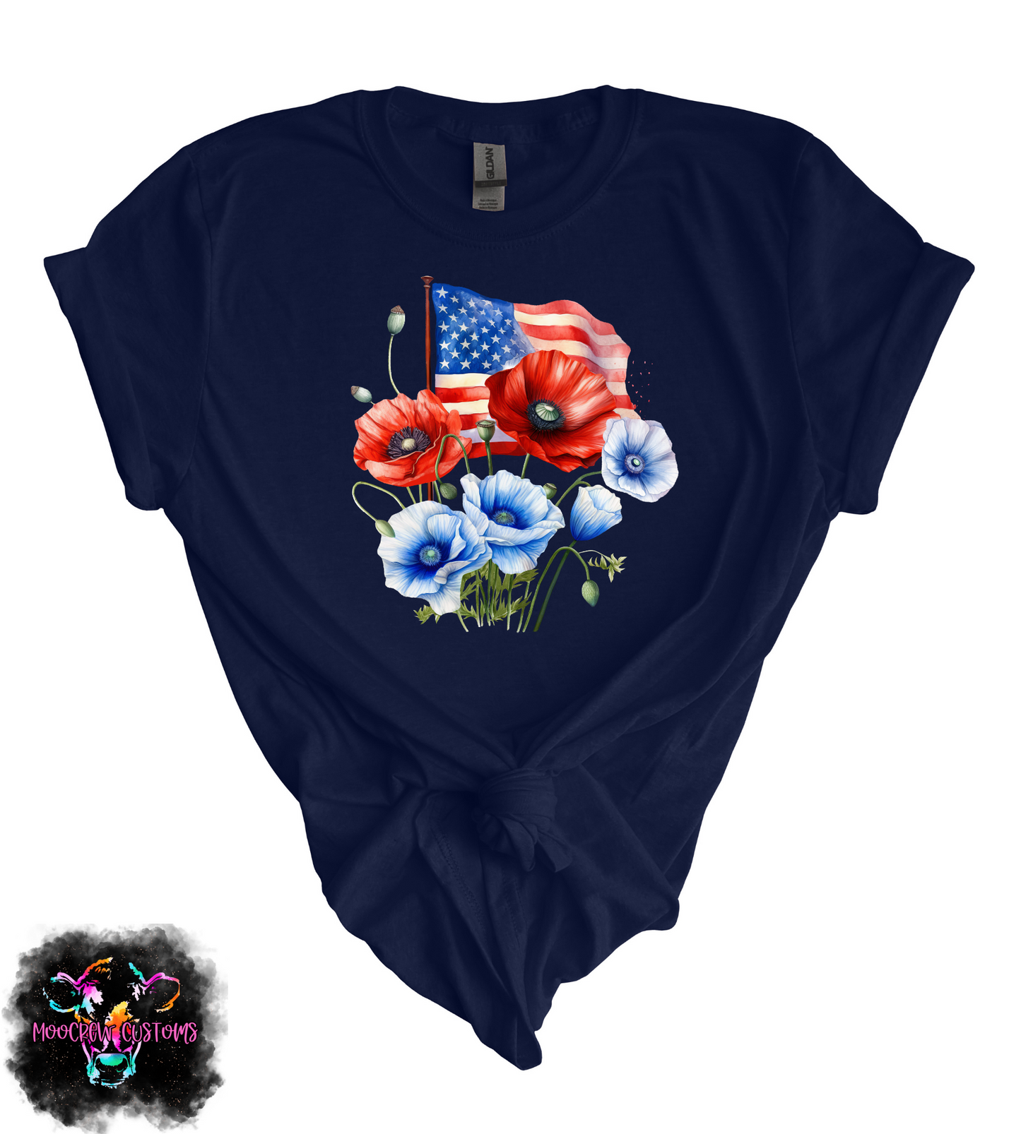 American Flag and Poppies Tshirt