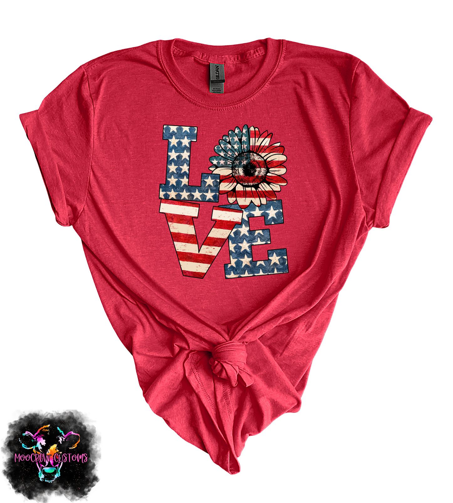 Red and White Sunflower LOVE Tshirt