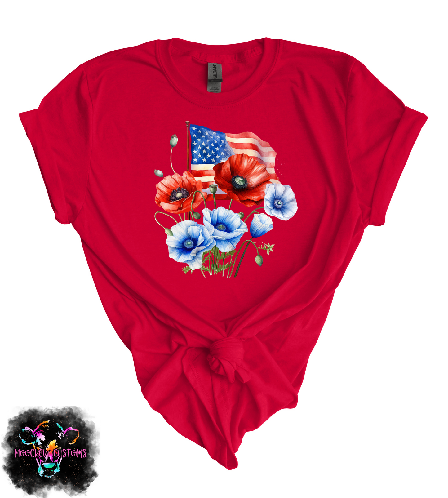 American Flag and Poppies Tshirt