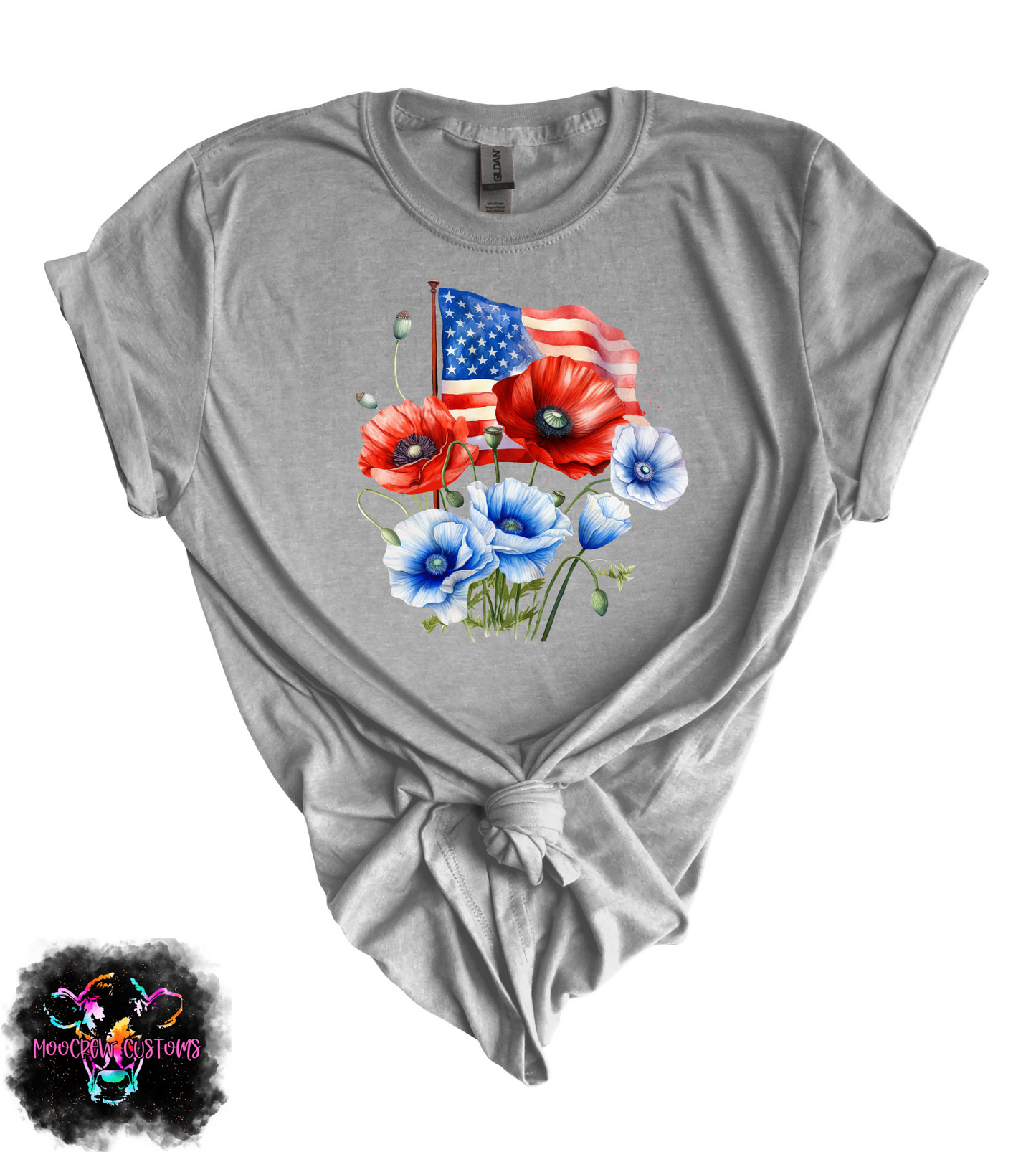 American Flag and Poppies Tshirt