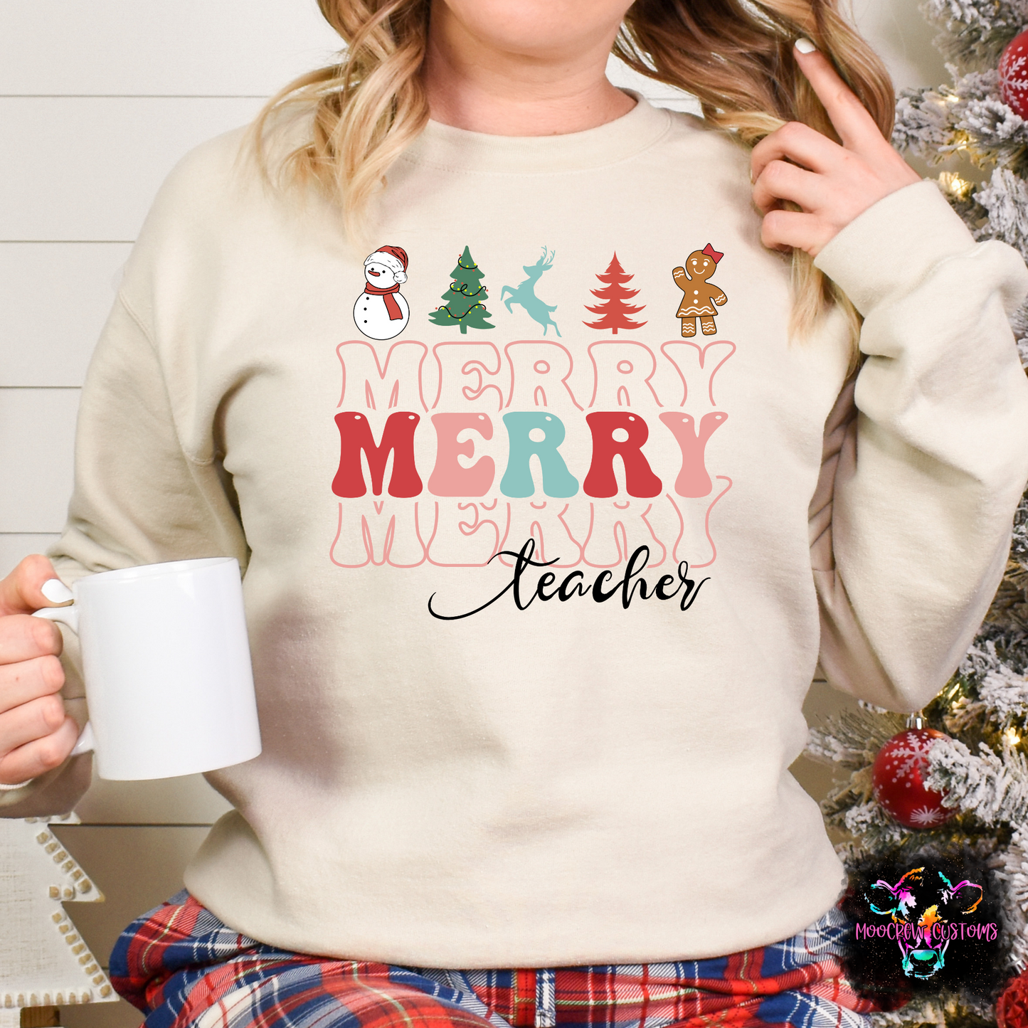Merry Teacher Stacked Shirt