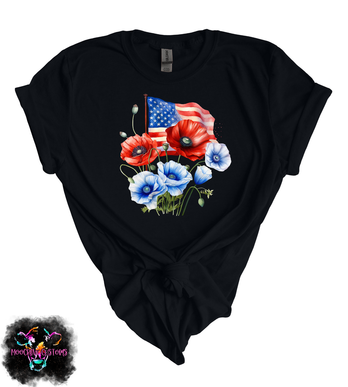 American Flag and Poppies Tshirt