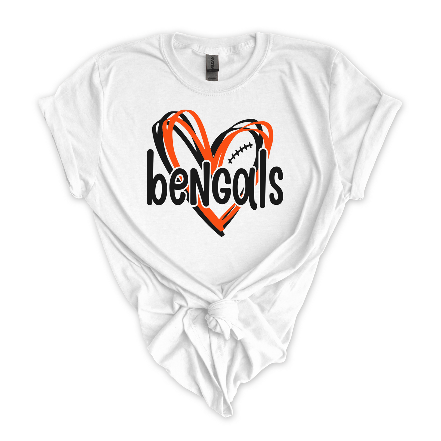 Bengals Hand Drawn Heart Tshirt