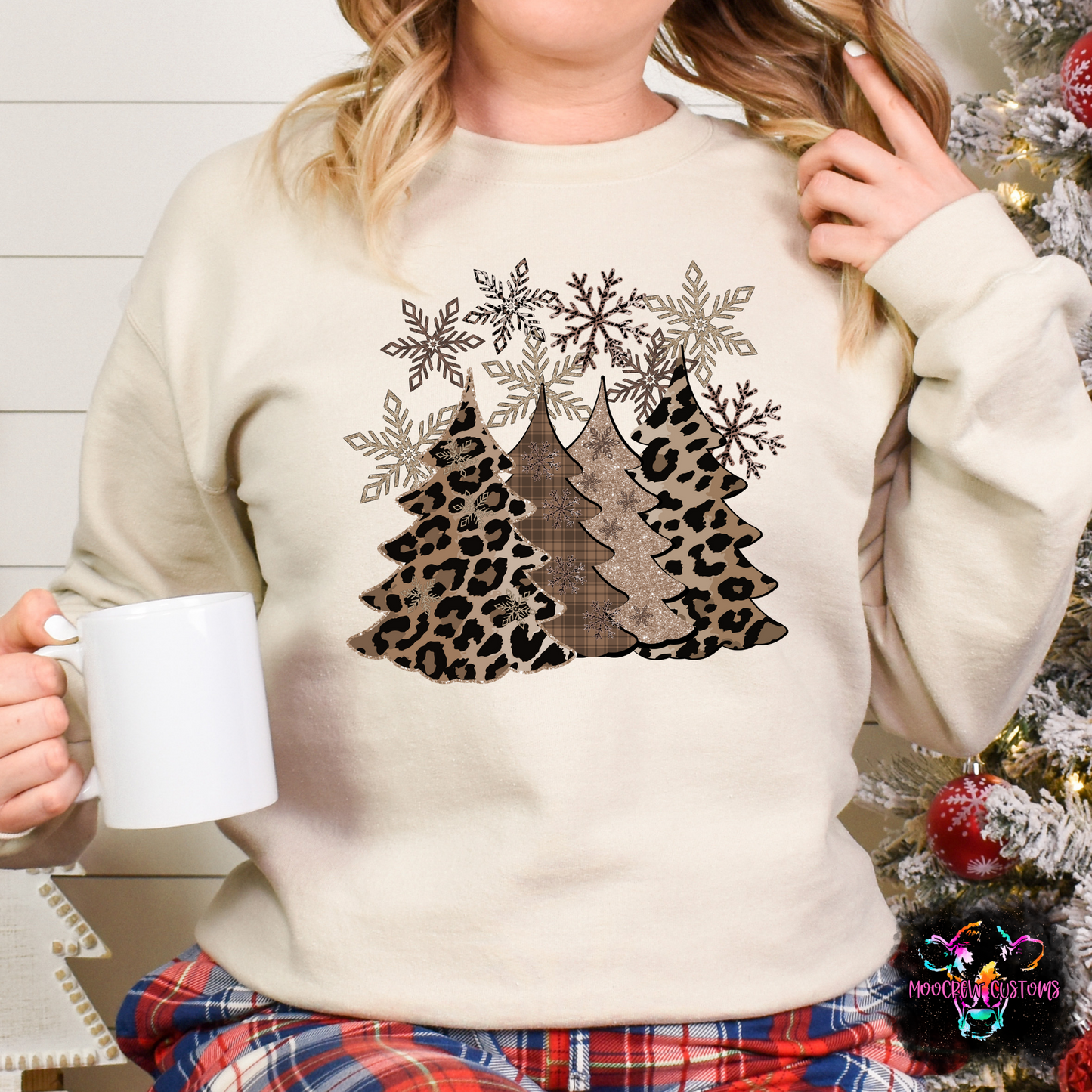Winter Trees and Snowflakes Leopard Shirt