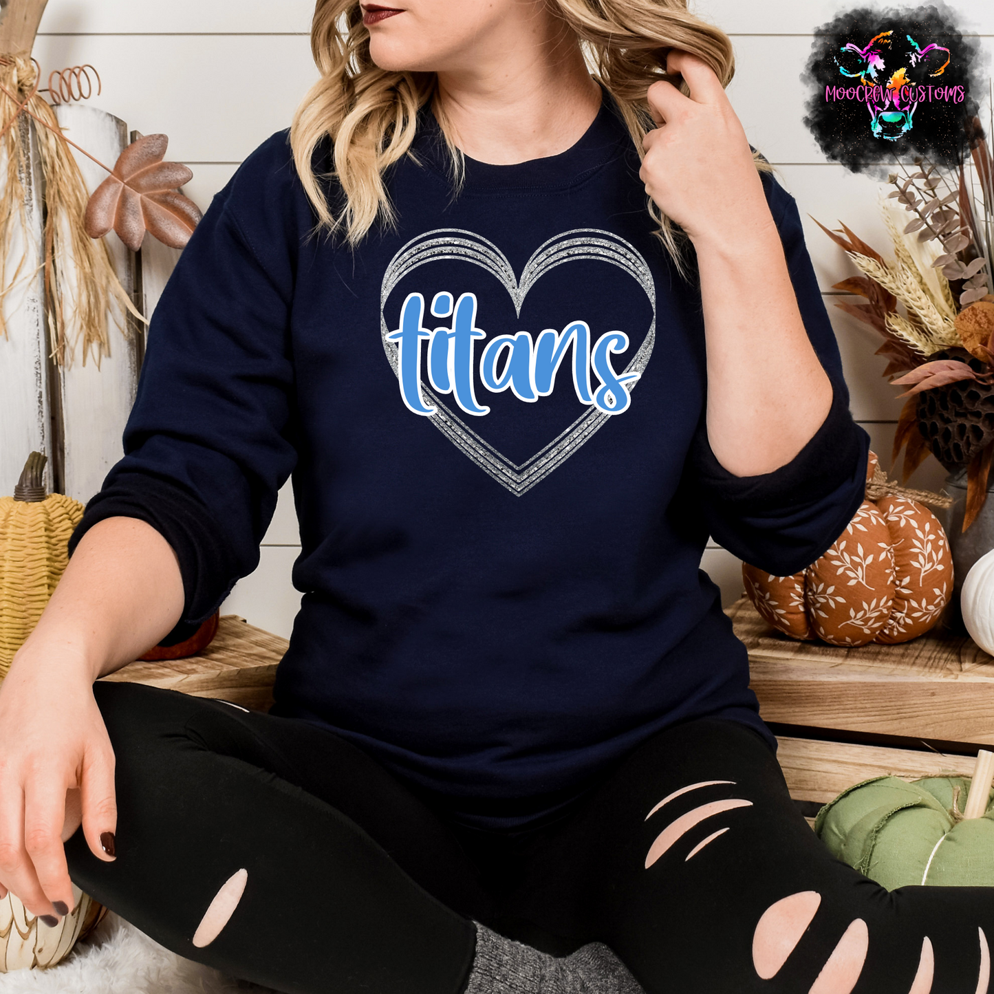 AFC Teams Glitter Heart Crewneck