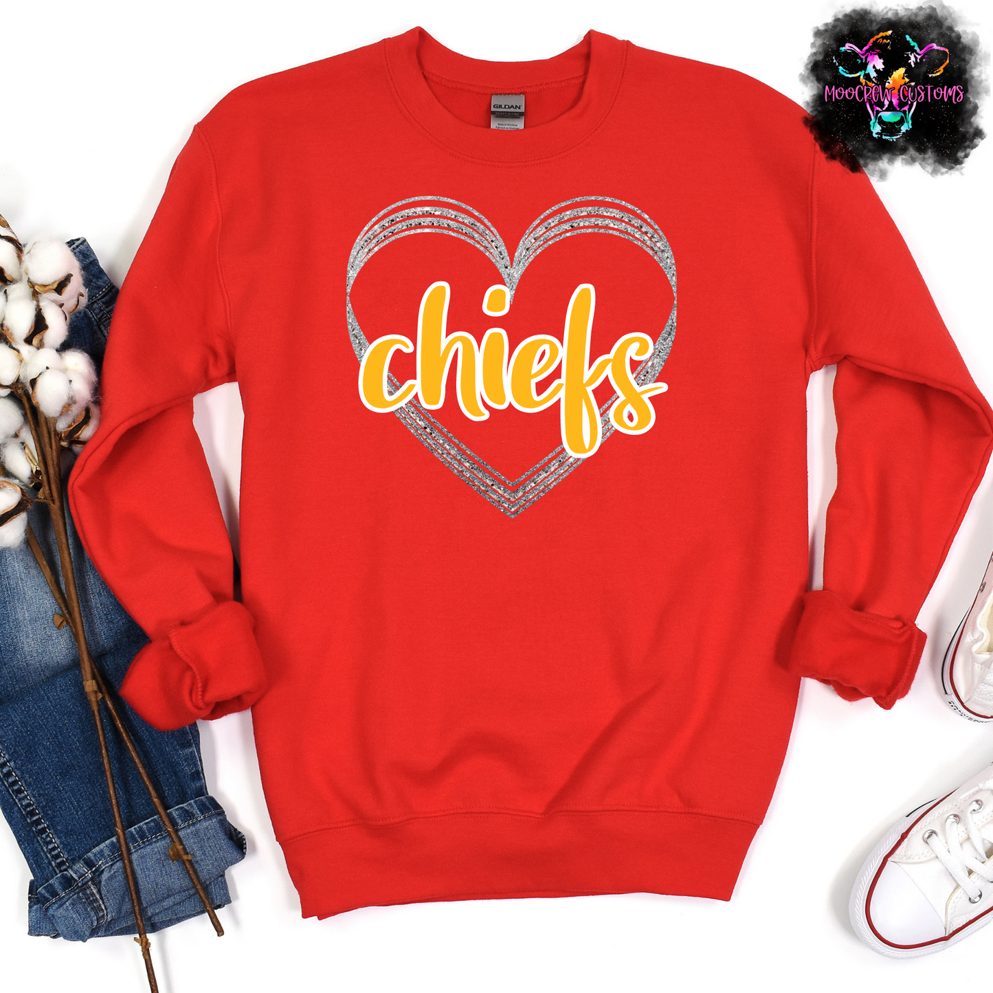 AFC Teams Glitter Heart Crewneck