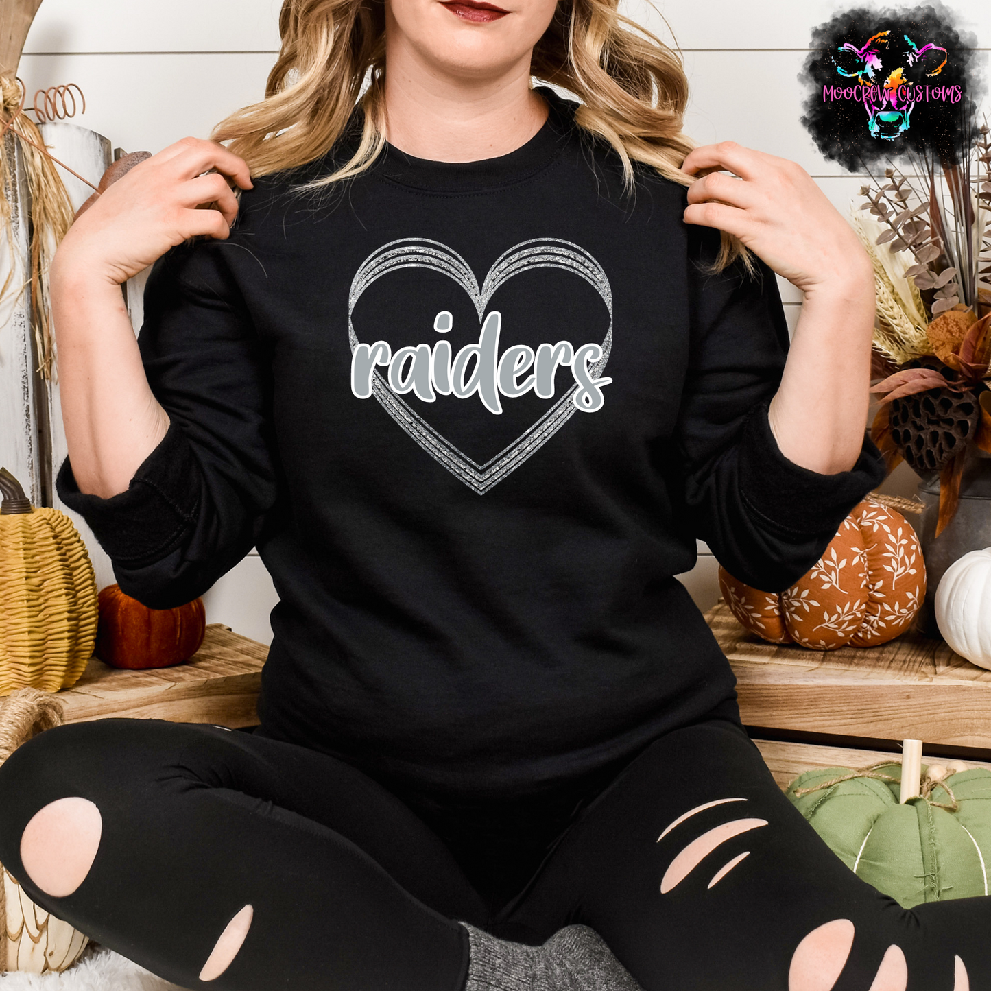 AFC Teams Glitter Heart Crewneck