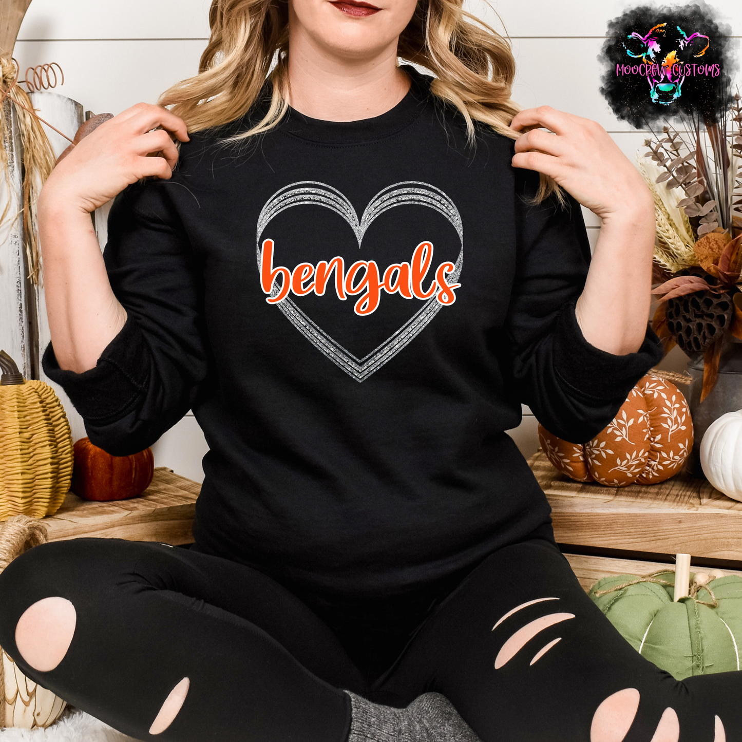 AFC Teams Glitter Heart Crewneck