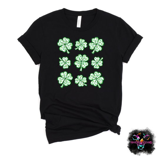 Leopard Shamrock Grid Tshirt