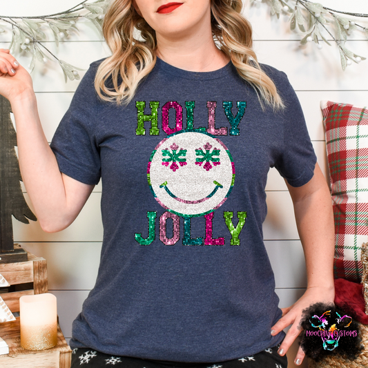 Holly Jolly Faux Sparkle Shirt