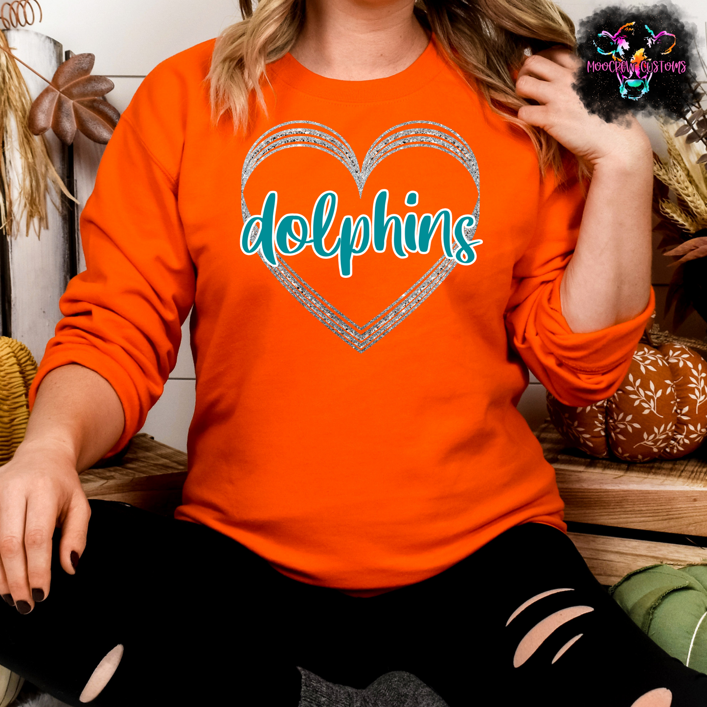 AFC Teams Glitter Heart Crewneck