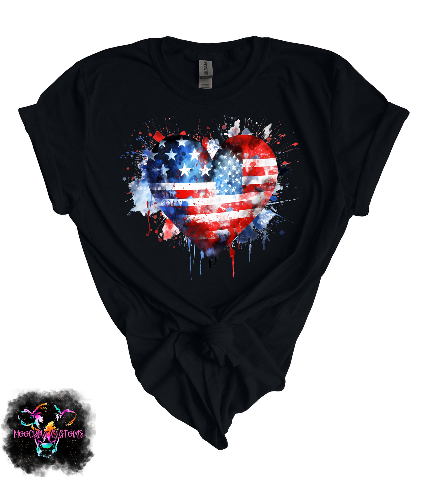 Red White and Blue Watercolor Heart Tshirt