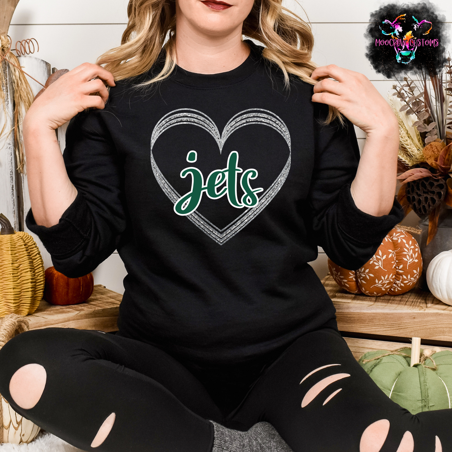 AFC Teams Glitter Heart Crewneck