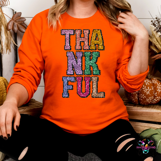 Faux Glitter THANKFUL Shirt