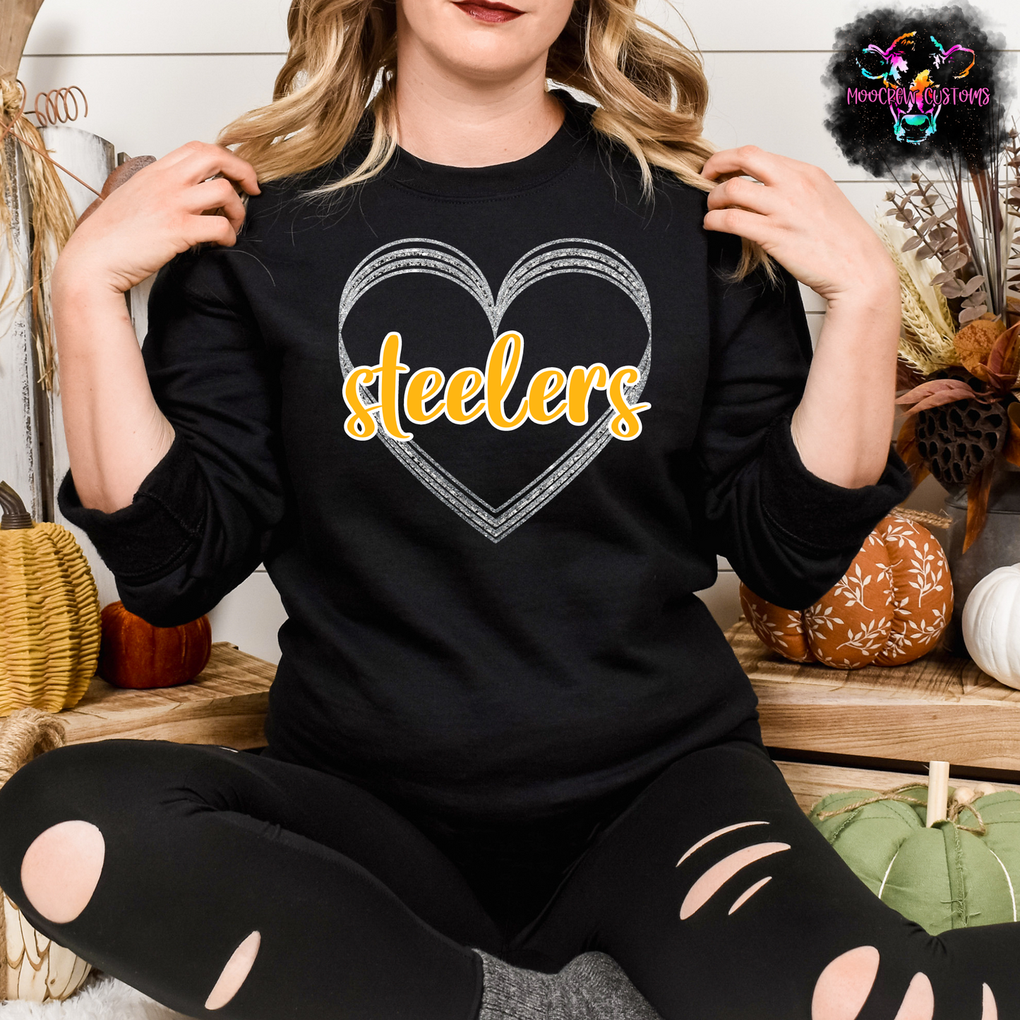 AFC Teams Glitter Heart Crewneck