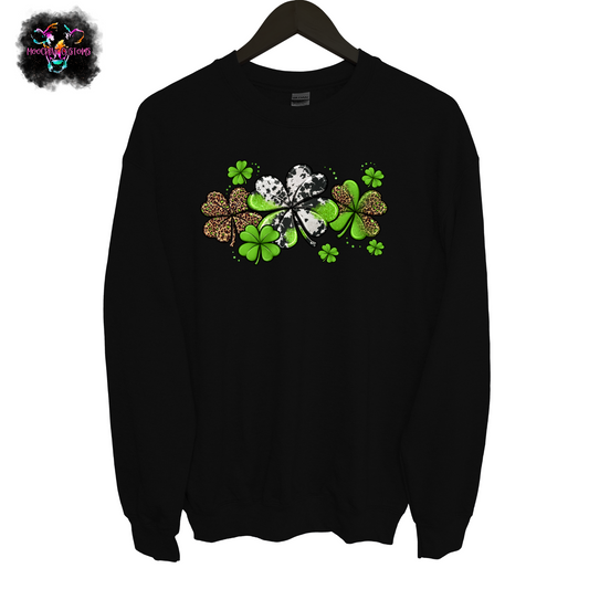 Leopard Cow Shamrocks Crewneck